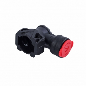 Фитинг пластик (черно-красный) разборный (Push-In) угловой ф6x1,0 АК5049